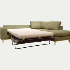 Canapé d'angle droit convertible en tissu Cosmo - vert kaki