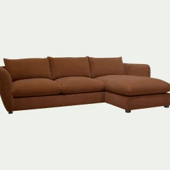 Canapé d'angle droit convertible en tissu Nature - brun rustrel