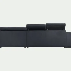 Canapé d'angle droit convertible avec coffre en tissu doux - bleu calabrun