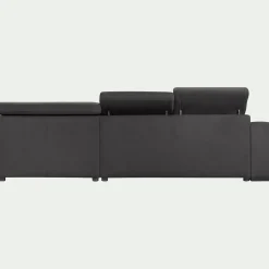 Canapé d'angle droit convertible avec coffre en tissu doux - gris ardoise