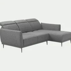 Canapé d'angle droit en tissu avec fonction avance-recul - gris restanque