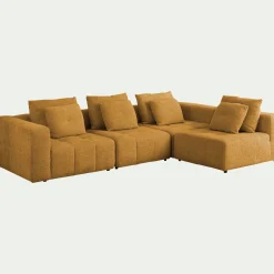 Canapé d'angle droit en tissu Benjo - jaune argan