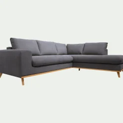 Canapé d'angle droit fixe en tissu Cosmo - gris anthracite