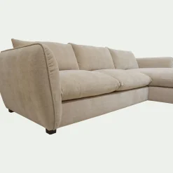 Canapé d'angle droit fixe en tissu Nature - beige
