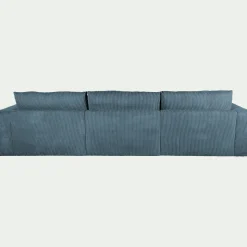 Canapé d'angle droit fixe en velours côtelé - bleu