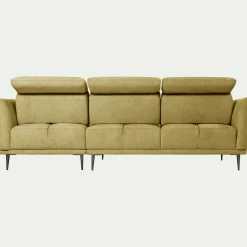 Canapé d'angle droit fixe en tissu memphis avec fonction avance-recul - jaune argan