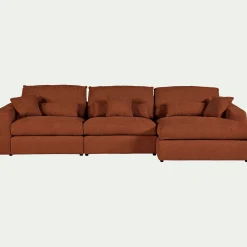 Canapé d'angle droit fixe en chenille - brun rustrel