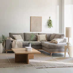 Canapé d'angle droit fixe en tissu storm - taupe