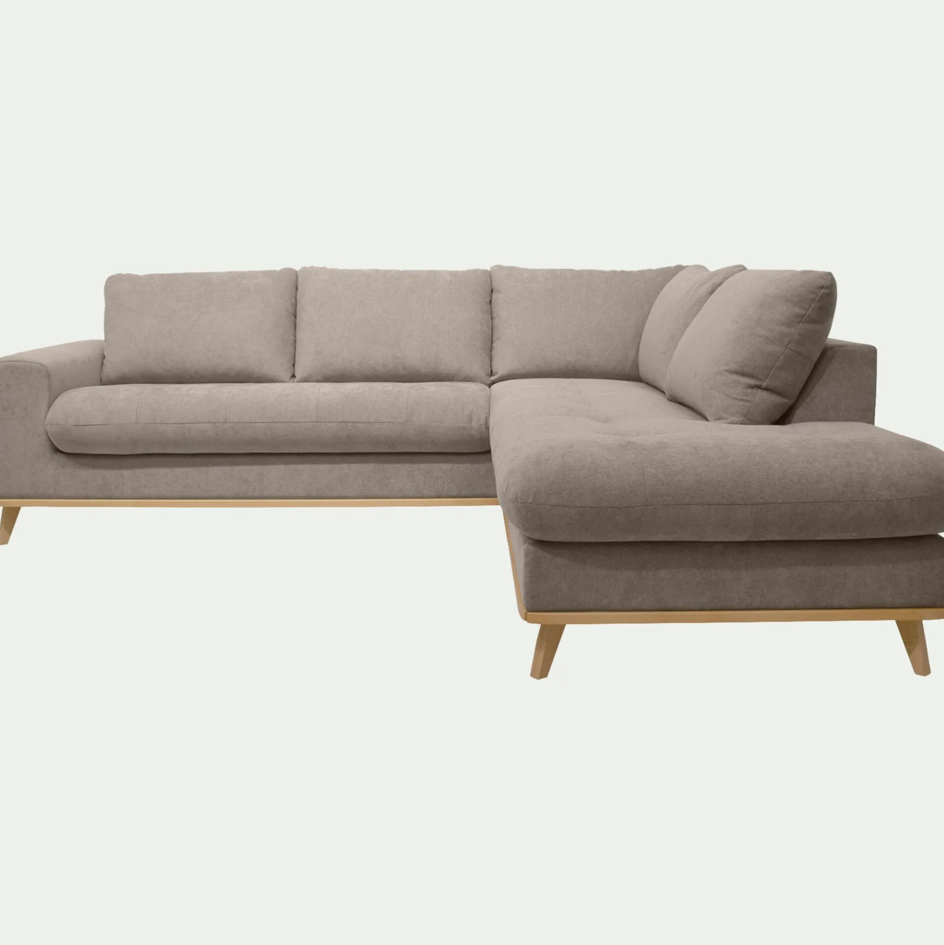 Canapé d'angle droit fixe en tissu storm - taupe