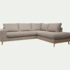 Canapé d'angle droit fixe en tissu storm - taupe