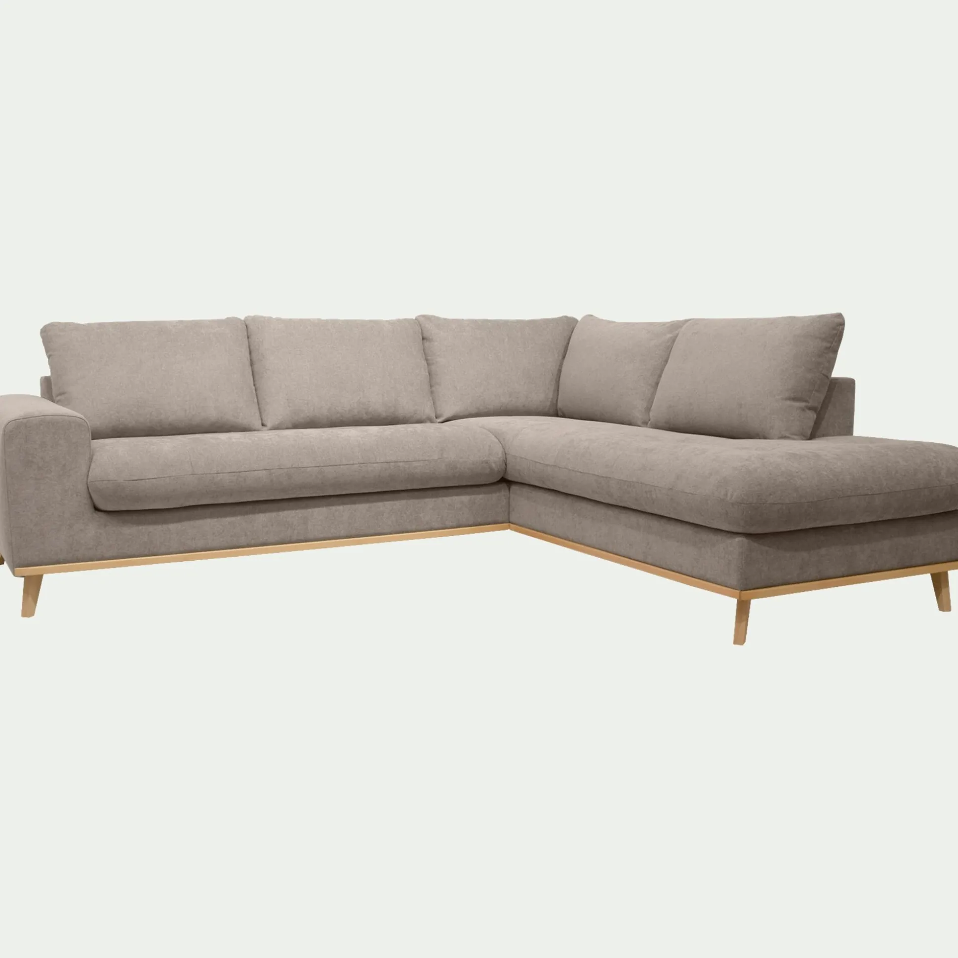 Canapé d'angle droit fixe en tissu storm - taupe