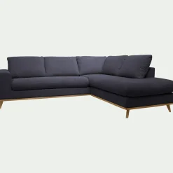 Canapé d'angle droit fixe en tissu Crown - bleu calabrun