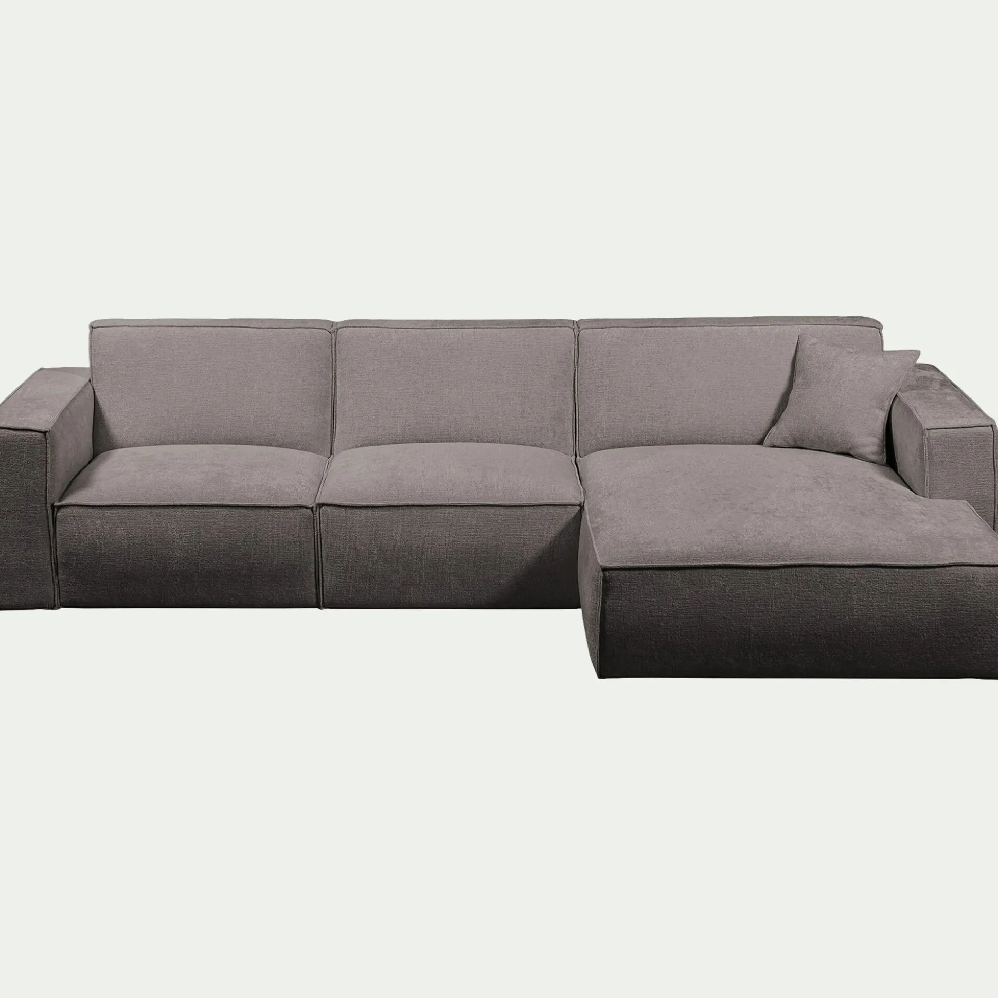 Canapé d'angle droit fixe en tissu genesis - gris borie