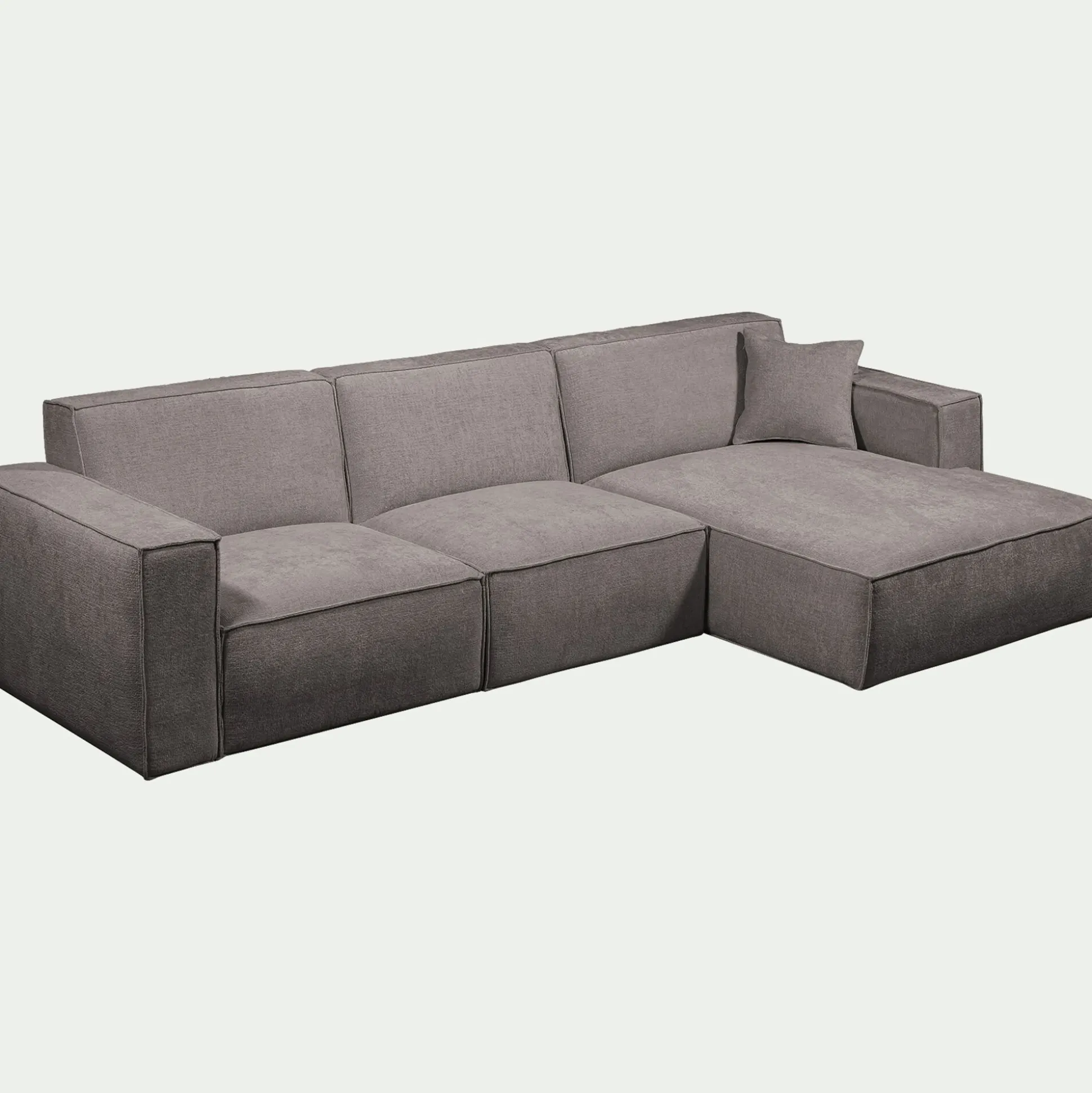 Canapé d'angle droit fixe en tissu genesis - gris borie