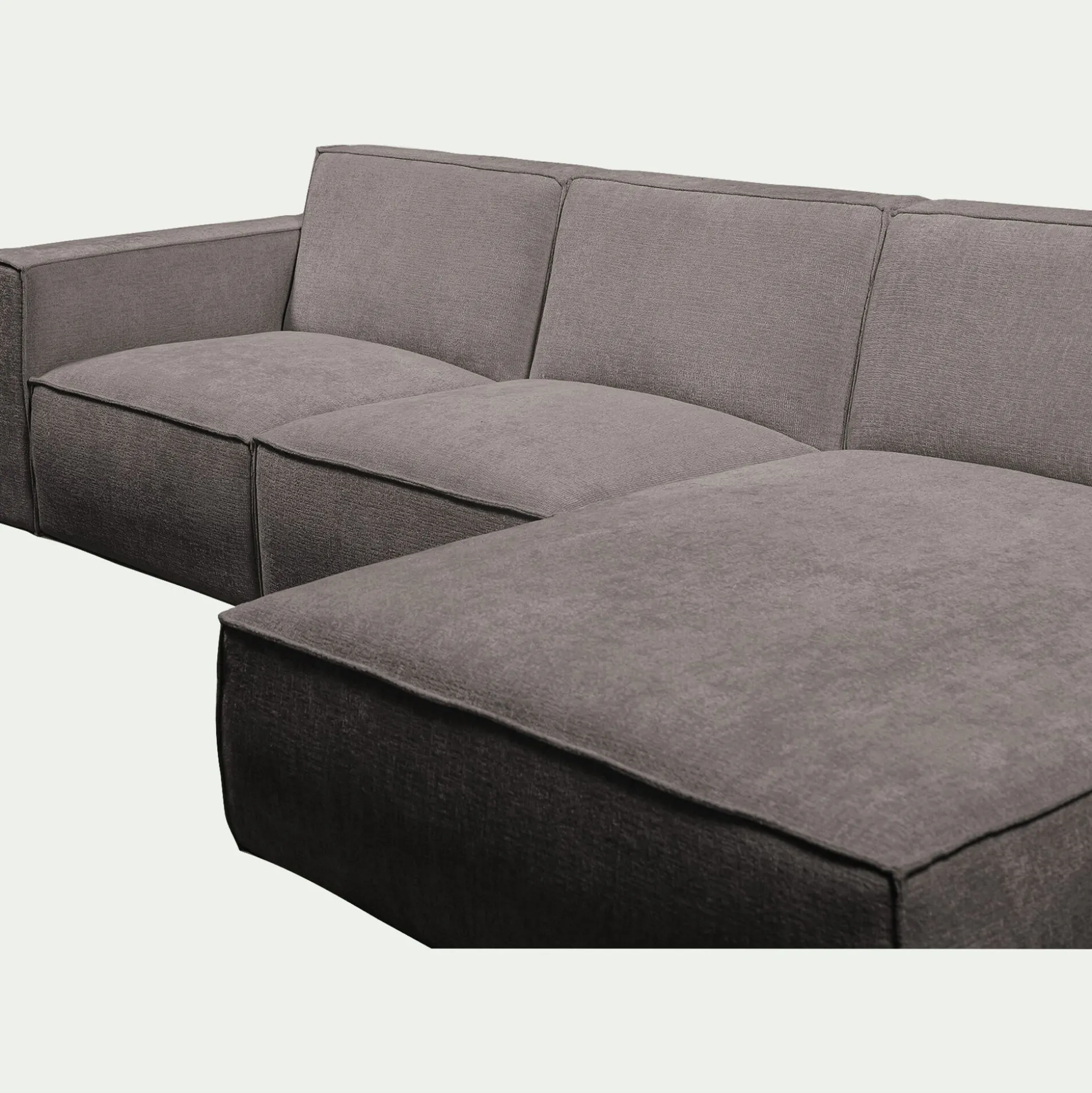 Canapé d'angle droit fixe en tissu genesis - gris borie