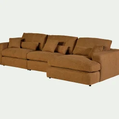 Canapé d'angle droit fixe en chenille - jaune argan