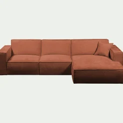 Canapé d'angle droit fixe en tissu genesis - brun rustrel
