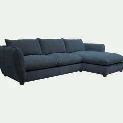 Canapé d'angle droit fixe en tissu Nature - bleu