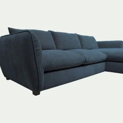 Canapé d'angle droit fixe en tissu Nature - bleu