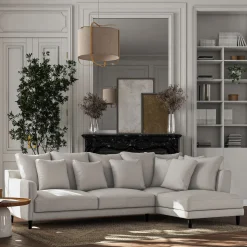 Canapé d'angle droit fixe en tissu joint - gris borie