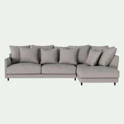 Canapé d'angle droit fixe en tissu joint - gris borie