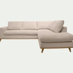 Canapé d'angle droit fixe en tissu Crown - beige roucas