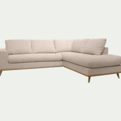 Canapé d'angle droit fixe en tissu Crown - beige roucas