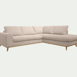 Canapé d'angle droit fixe en tissu Crown - beige roucas
