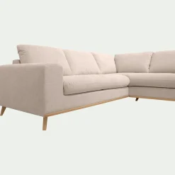 Canapé d'angle droit fixe en tissu Crown - beige roucas
