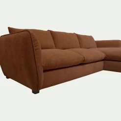 Canapé d'angle droit fixe en tissu Nature - brun rustrel