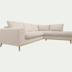 Canapé d'angle droit fixe en tissu Storm - beige roucas