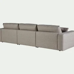 Canapé d'angle droit fixe en tissu bouclette - gris clair