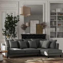 Canapé d'angle droit fixe en tissu joint - gris restanque