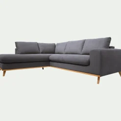 Canapé d'angle gauche convertible en tissu Cosmo - gris anthracite