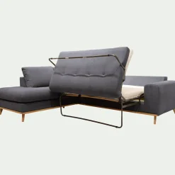 Canapé d'angle gauche convertible en tissu Cosmo - gris anthracite