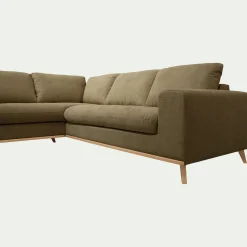 Canapé d'angle gauche convertible en tissu Crown - vert cèdre