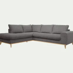 Canapé d'angle gauche convertible en tissu Storm - gris moyen