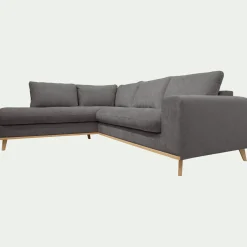 Canapé d'angle gauche convertible en tissu Storm - gris moyen