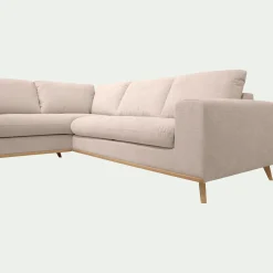 Canapé d'angle gauche convertible en tissu Crown - beige roucas