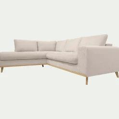 Canapé d'angle gauche convertible en tissu Storm - beige roucas