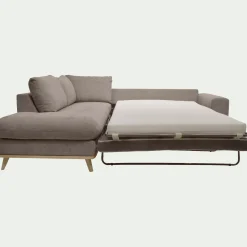 Canapé d'angle gauche convertible en tissu Storm - taupe