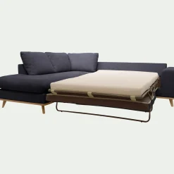 Canapé d'angle gauche convertible en tissu Crown - bleu calabrun