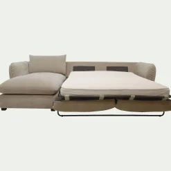 Canapé d'angle gauche convertible en tissu Nature - beige