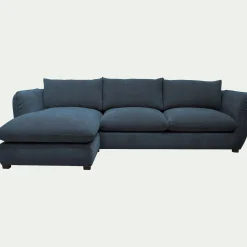 Canapé d'angle gauche convertible en tissu Nature - bleu