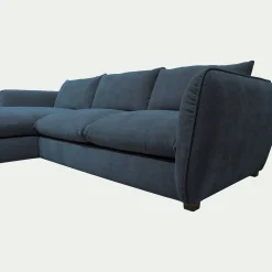 Canapé d'angle gauche convertible en tissu Nature - bleu