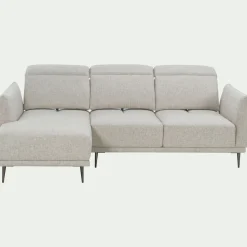 Canapé d'angle gauche en tissu avec fonction avance-recul - beige roucas