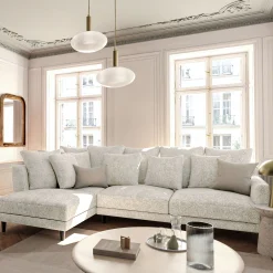 Canapé d'angle gauche fixe en tissu genesis- blanc ventoux