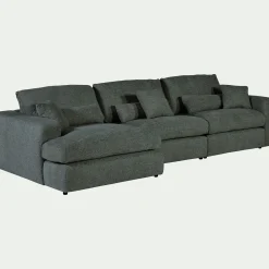 Canapé d'angle gauche fixe en tissu chenille Benjo - bleu calaluna