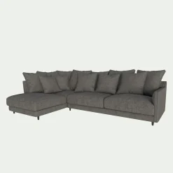 Canapé d'angle gauche fixe en tissu joint - gris restanque
