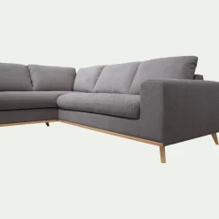 Canapé d'angle gauche fixe en tissu Crown - gris restanque